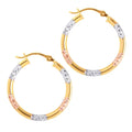 10K Diamond Cut Tri-Color Hoops