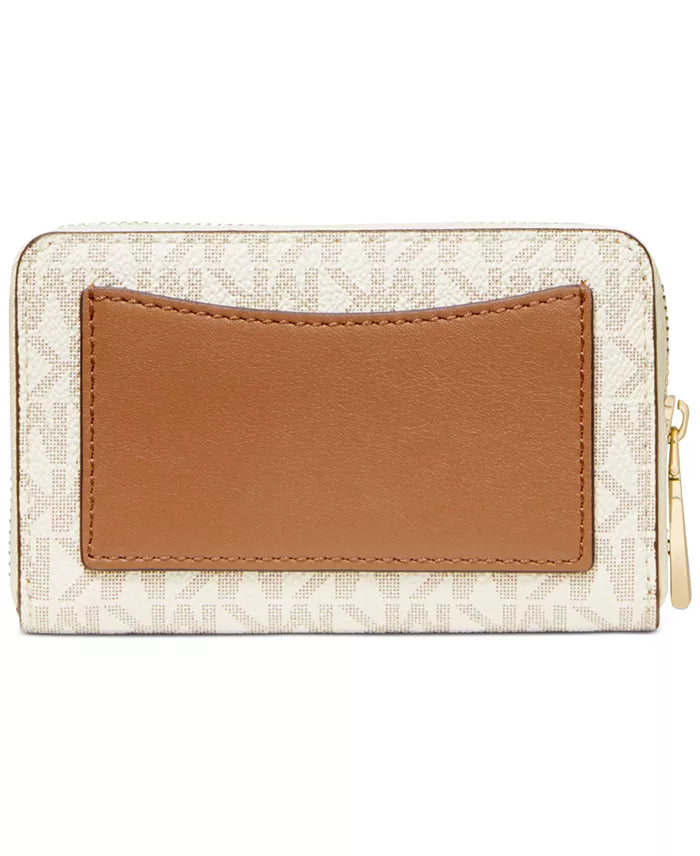 Michael Kors Jet Set Small Zip Around Card Case, Signature Vanilla