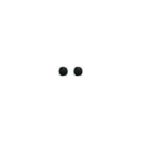 14K Black CZ Earrings, White