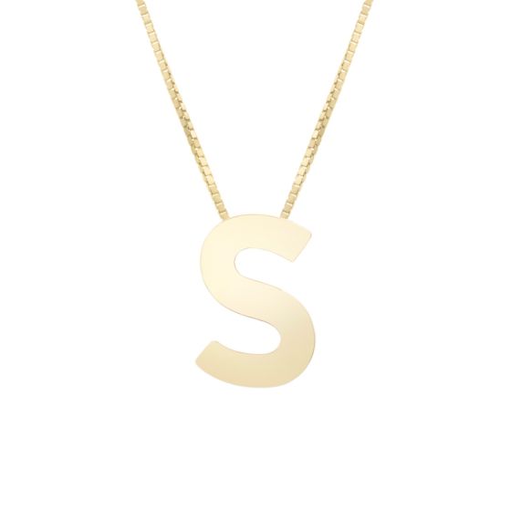 14K Block Letter Initial Necklace