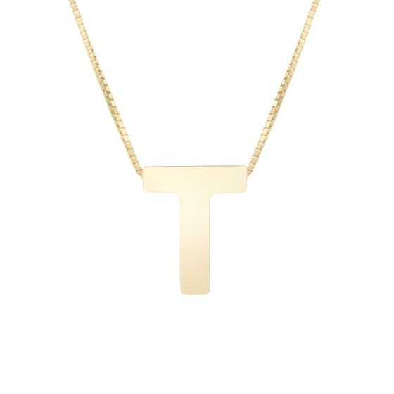 14K Block Letter Initial Necklace