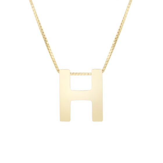 14K Block Letter Initial Necklace
