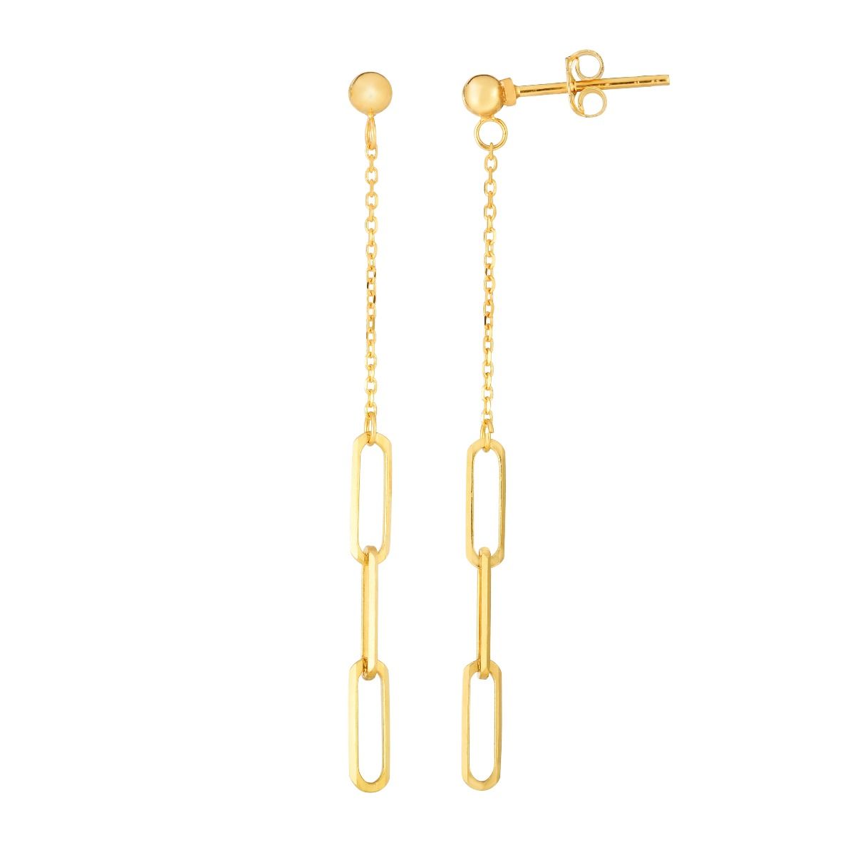 14K Dangle Paperclip Earrings