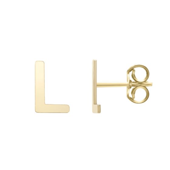 14K Initial Stud Earrings
