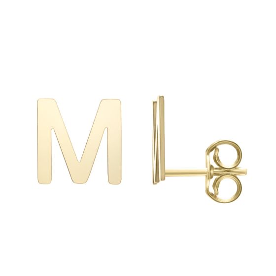 14K Initial Stud Earrings