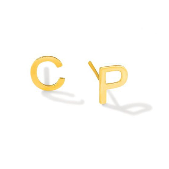 14K Initial Stud Earrings