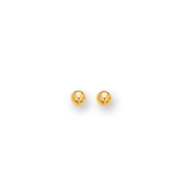 14K Polished Ball Earrings, 6mm