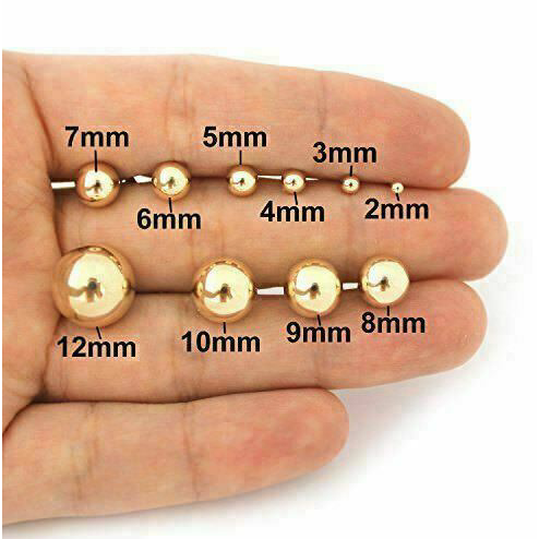 14K Polished Ball Earrings, 8mm