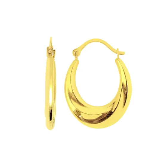 14K Polished Oval Hoop Earrings