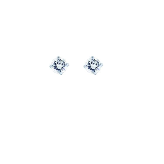 Round CZ Earrings, White