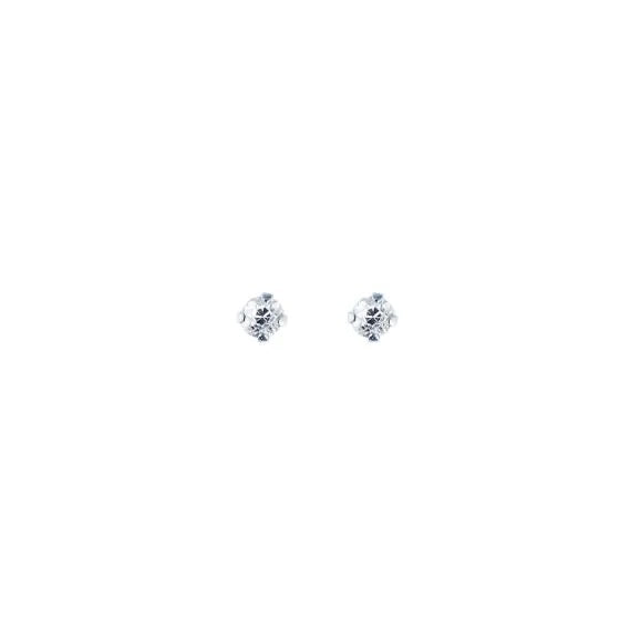 Round CZ Earrings, White