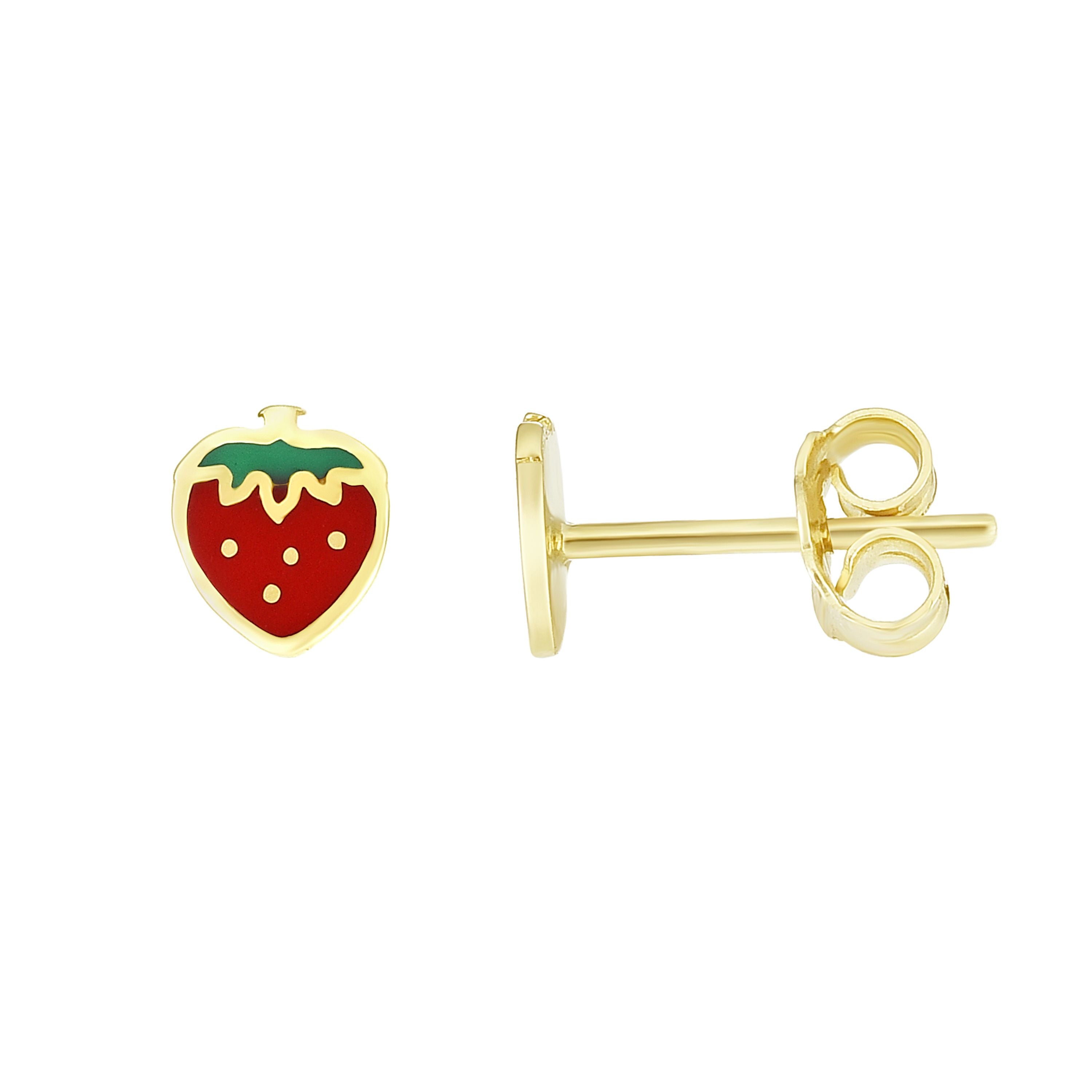 14K Strawberry Earrings