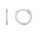 14K Thin Polished Huggie Earrings, White Gold