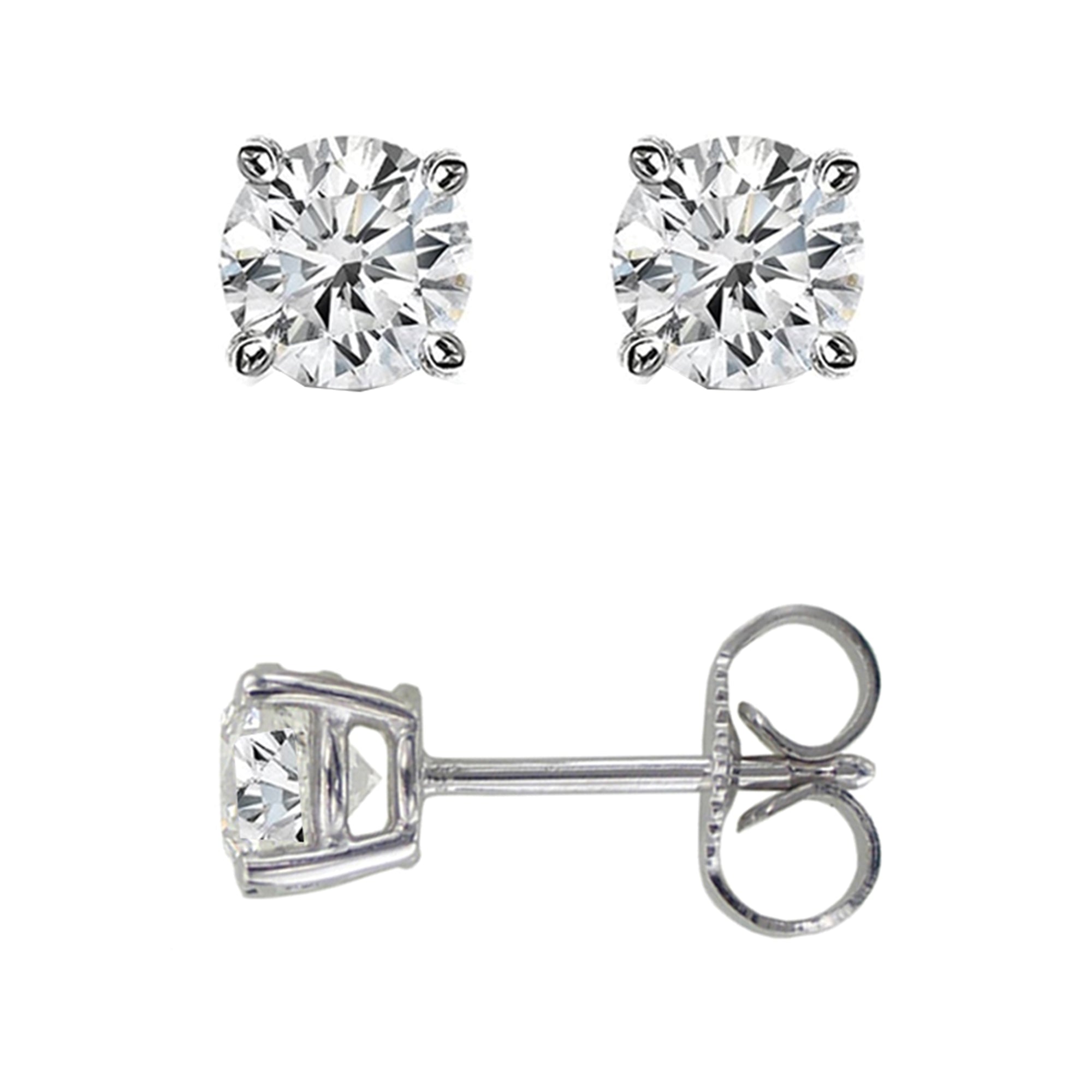 White Gold Round Diamond Stud Earrings