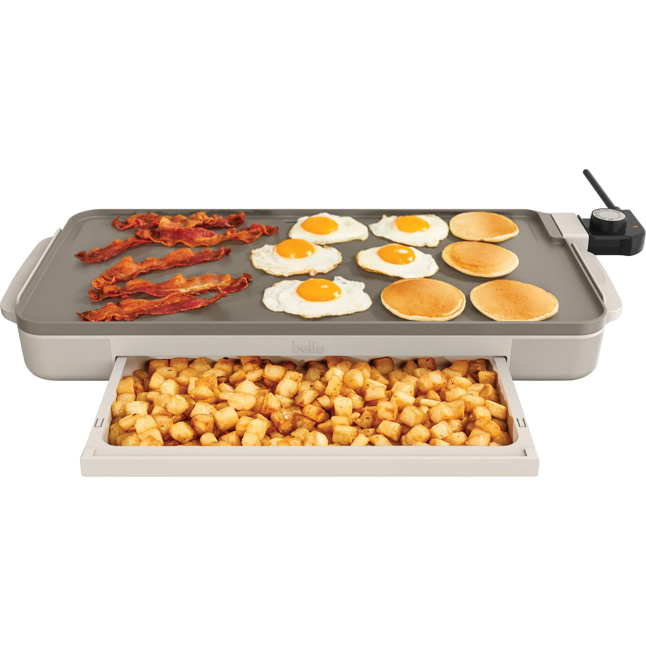 Bella - 10" x 20" Electric Griddle with Warming Tray - Oatmilk