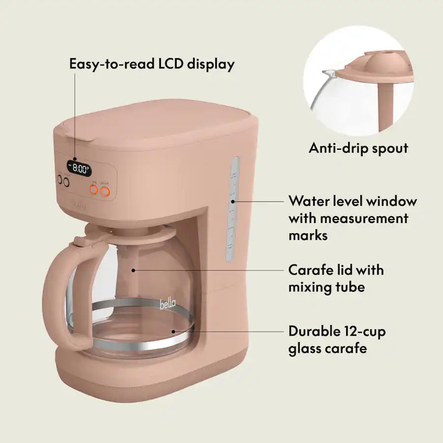 Bella 12 Cup Programmable Coffee Maker, Blossom