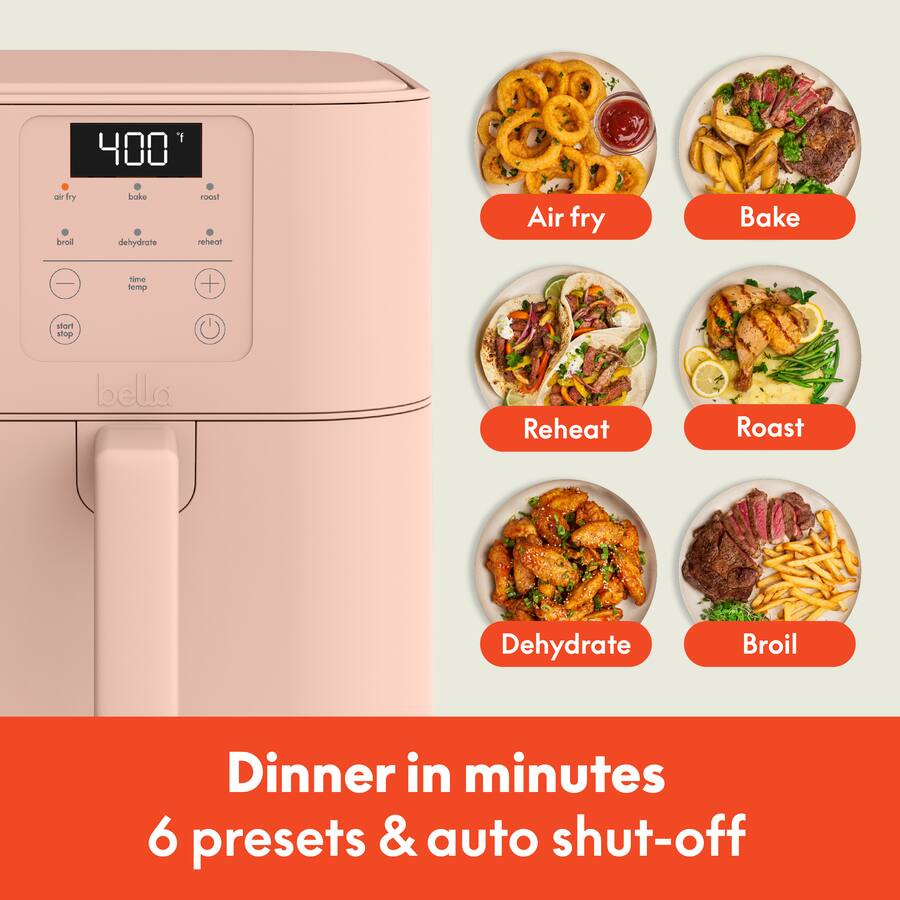 Bella 6 Quart Slim Air Fryer, Blossom