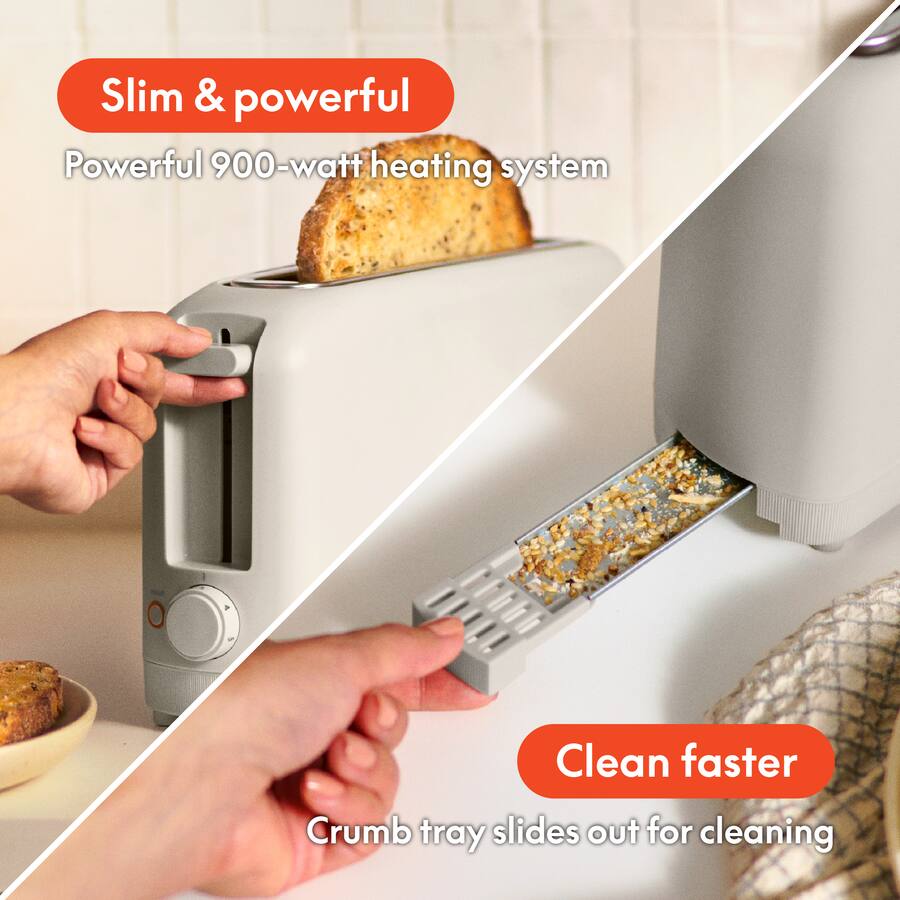 Bella Fits Anywhere 2 Slice Slim Toaster, Oatmilk