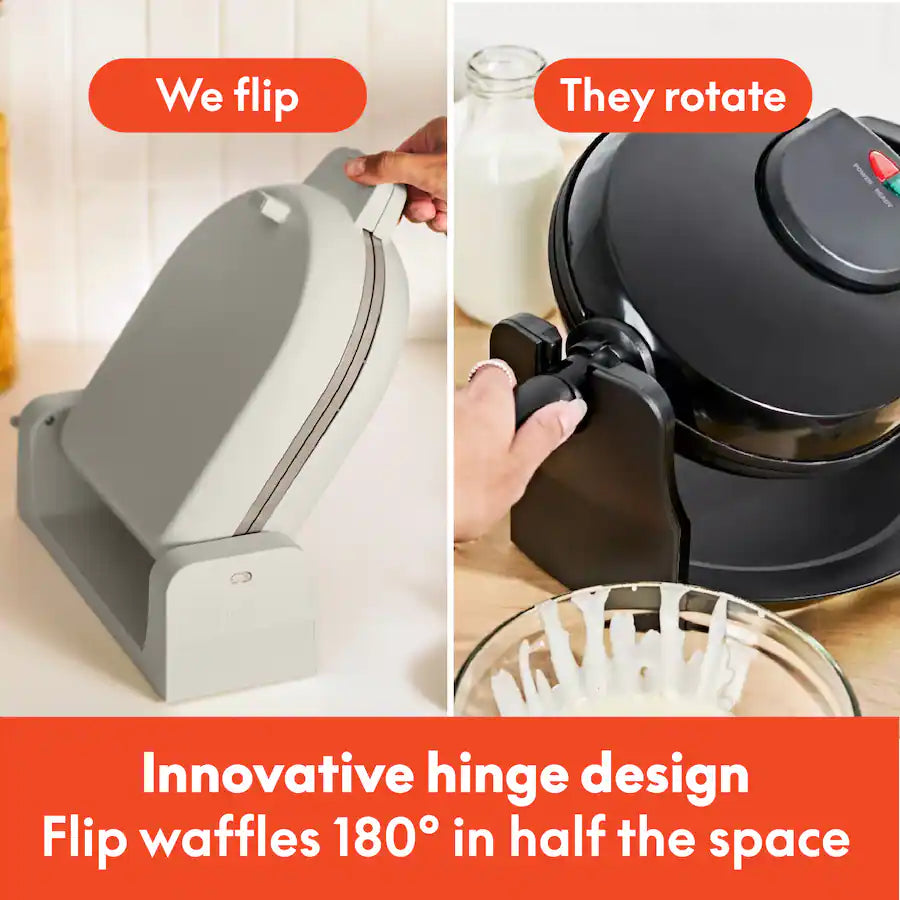 Bella Fits Anywhere Kitchenware Flip & Store Belgian Waffle Maker, Oatmilk