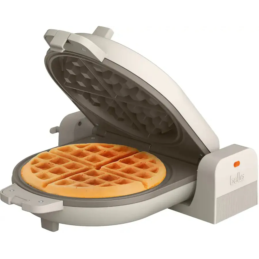 Bella - Fits-Anywhere Kitchenware: Flip & Store Belgian Waffle Maker - Oatmilk