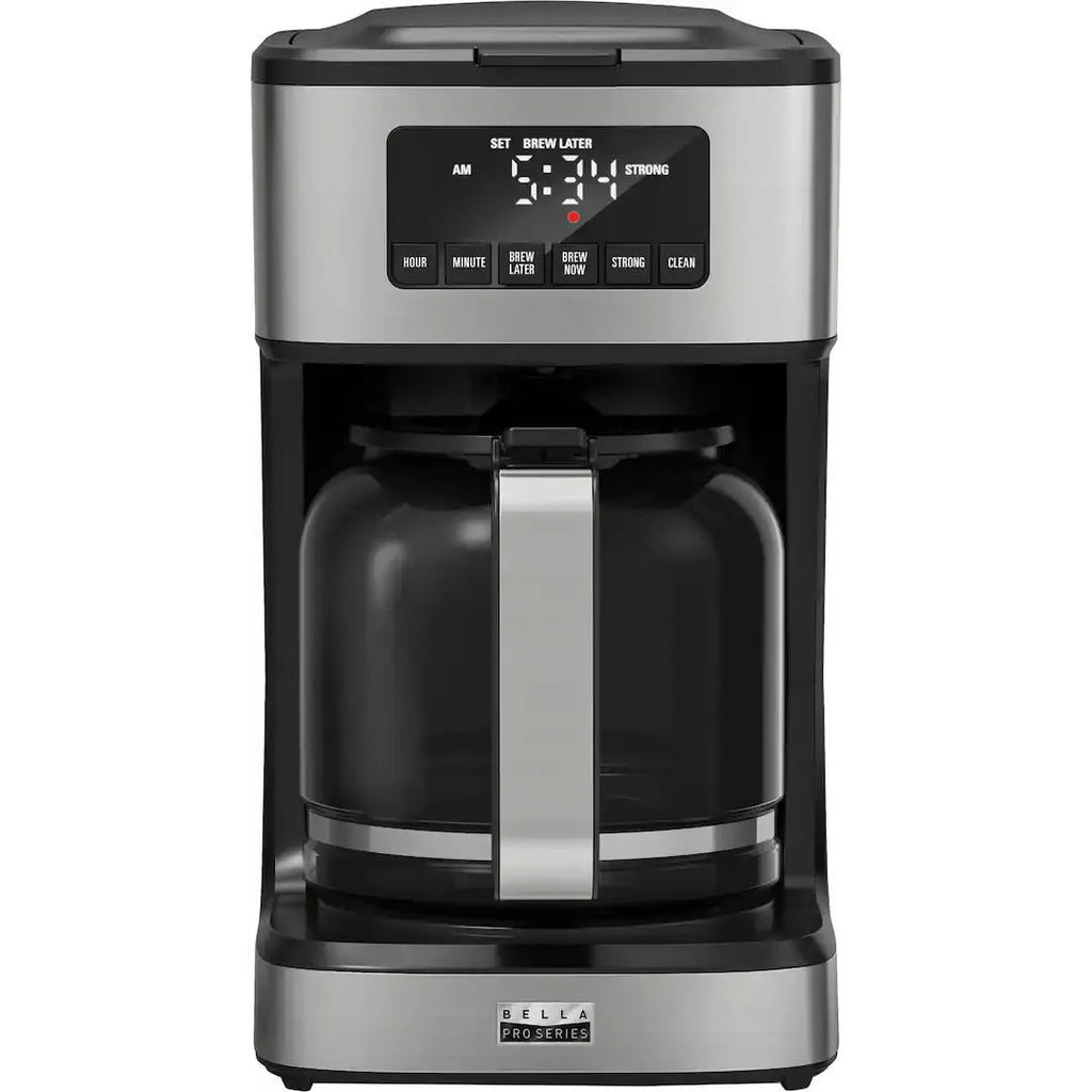 Bella PRO 12 Cup Programmable Coffee Maker, Stainless Steel