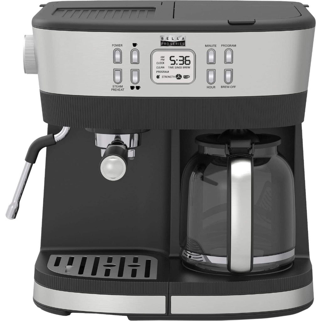 Bella PRO Combo 19 Bar Espresso & 10 Cup Drip Coffee Maker, Stainless Steel