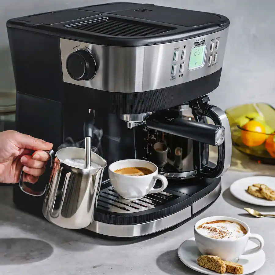 Bella PRO Combo Espresso & Drip Coffee Maker, Stainless Steel