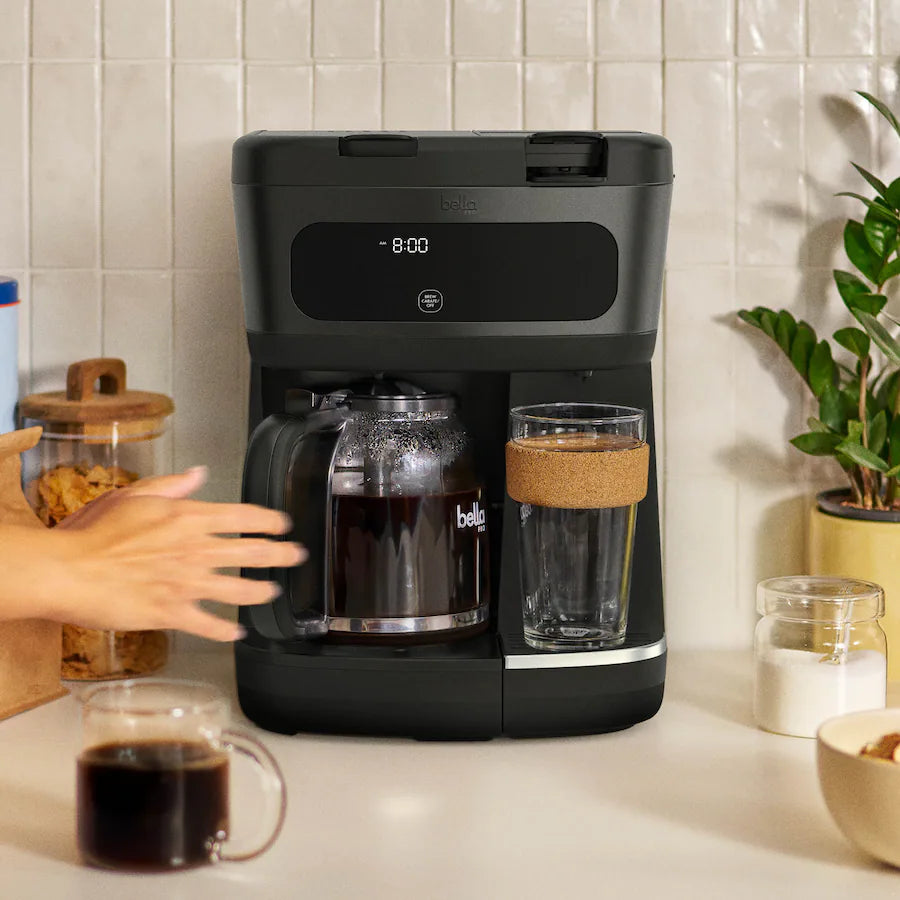 Bella PRO MultiBrew 12 Cup Drip And Single Serve Coffee Maker, Black
