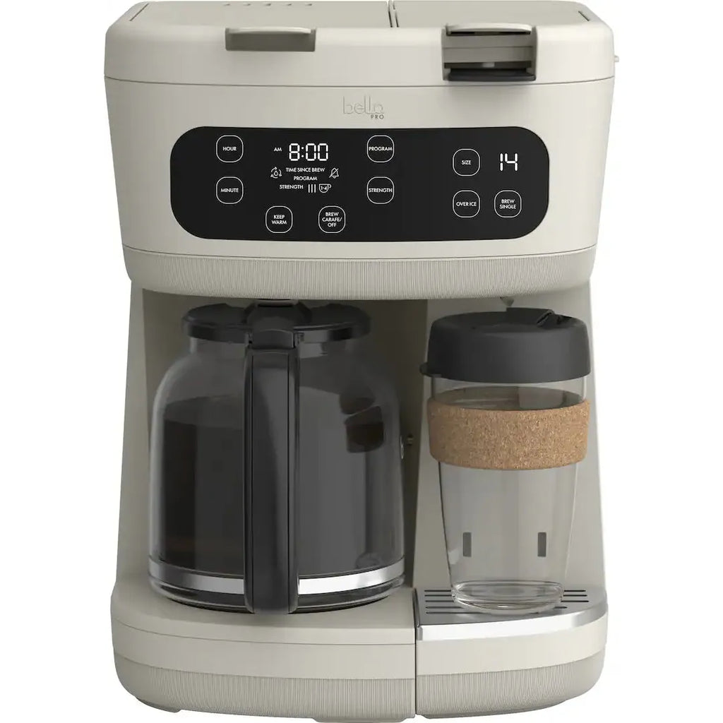 Bella PRO MultiBrew 12 Cup Drip And Single Serve Coffee Maker, Oatmilk
