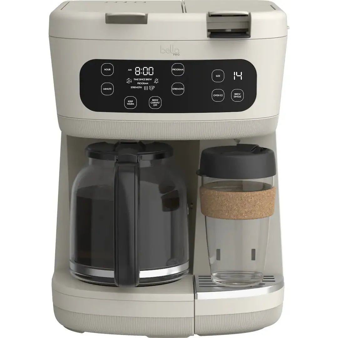 Bella PRO MultiBrew 12 Cup Drip And Single Serve Coffee Maker, Oatmilk