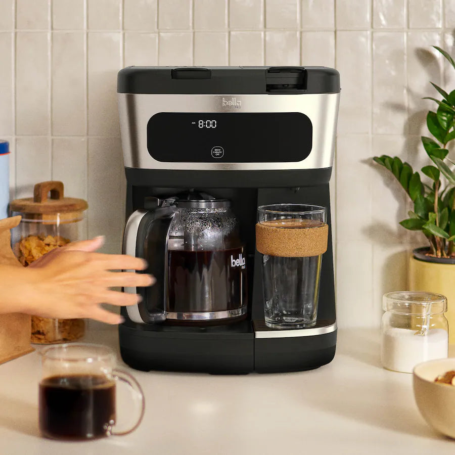 Bella PRO MultiBrew 12 Cup Drip And Single Serve Coffee Maker, Stainless Steel