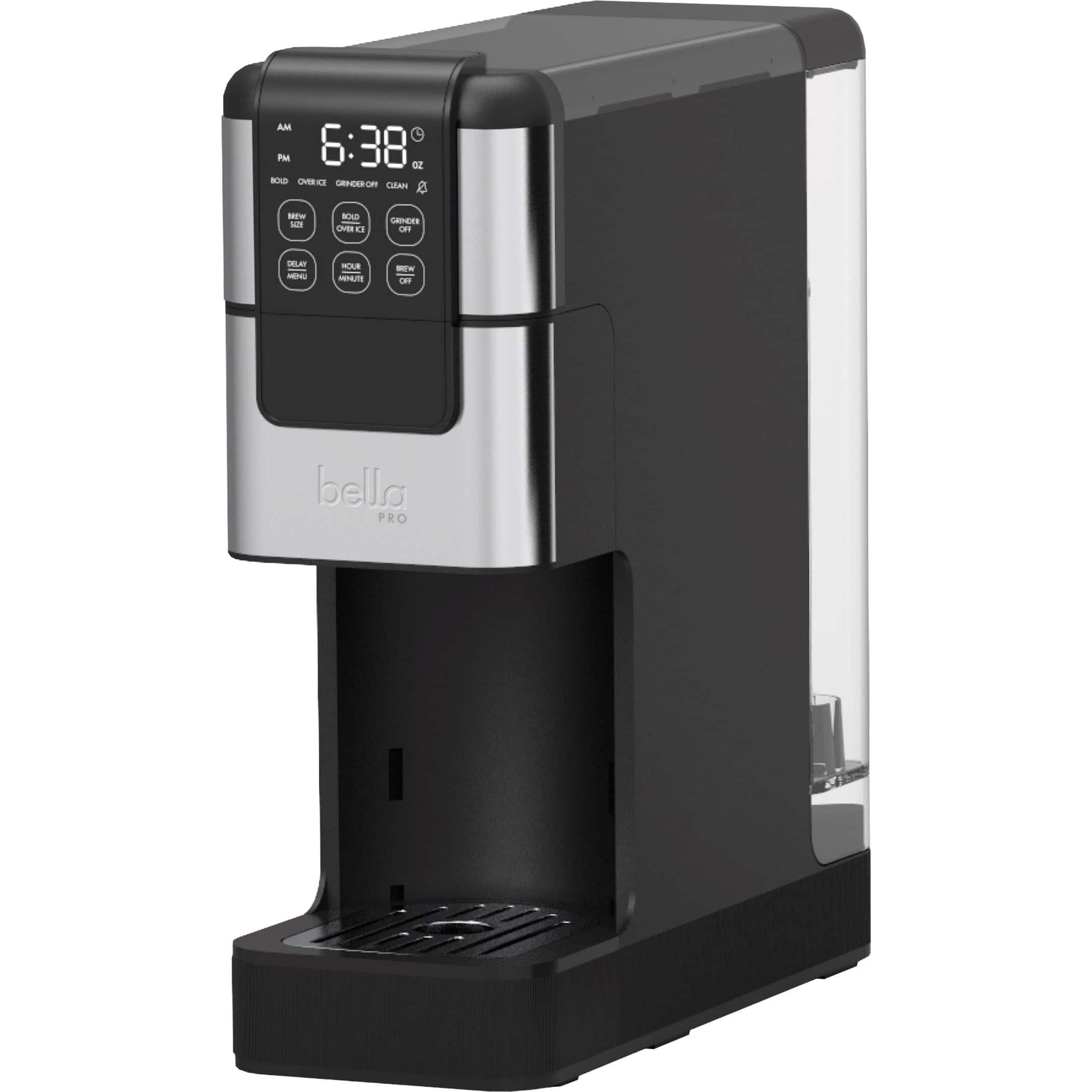 Bella PRO Perfect Grind Programmable Single Serve Coffee Maker, Stainless Steel