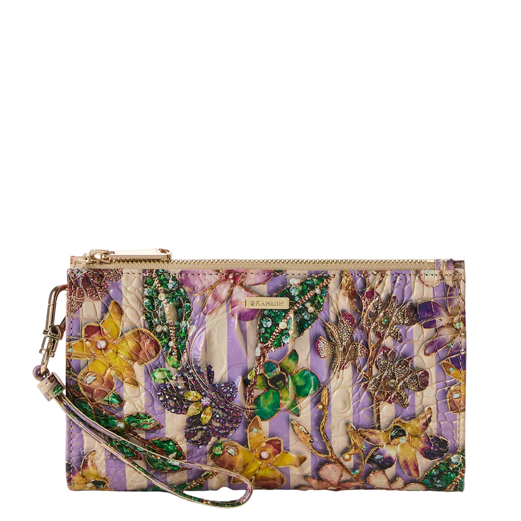 Brahmin Melbourne Collection Daisy Wristlet, Pinstripe Petals