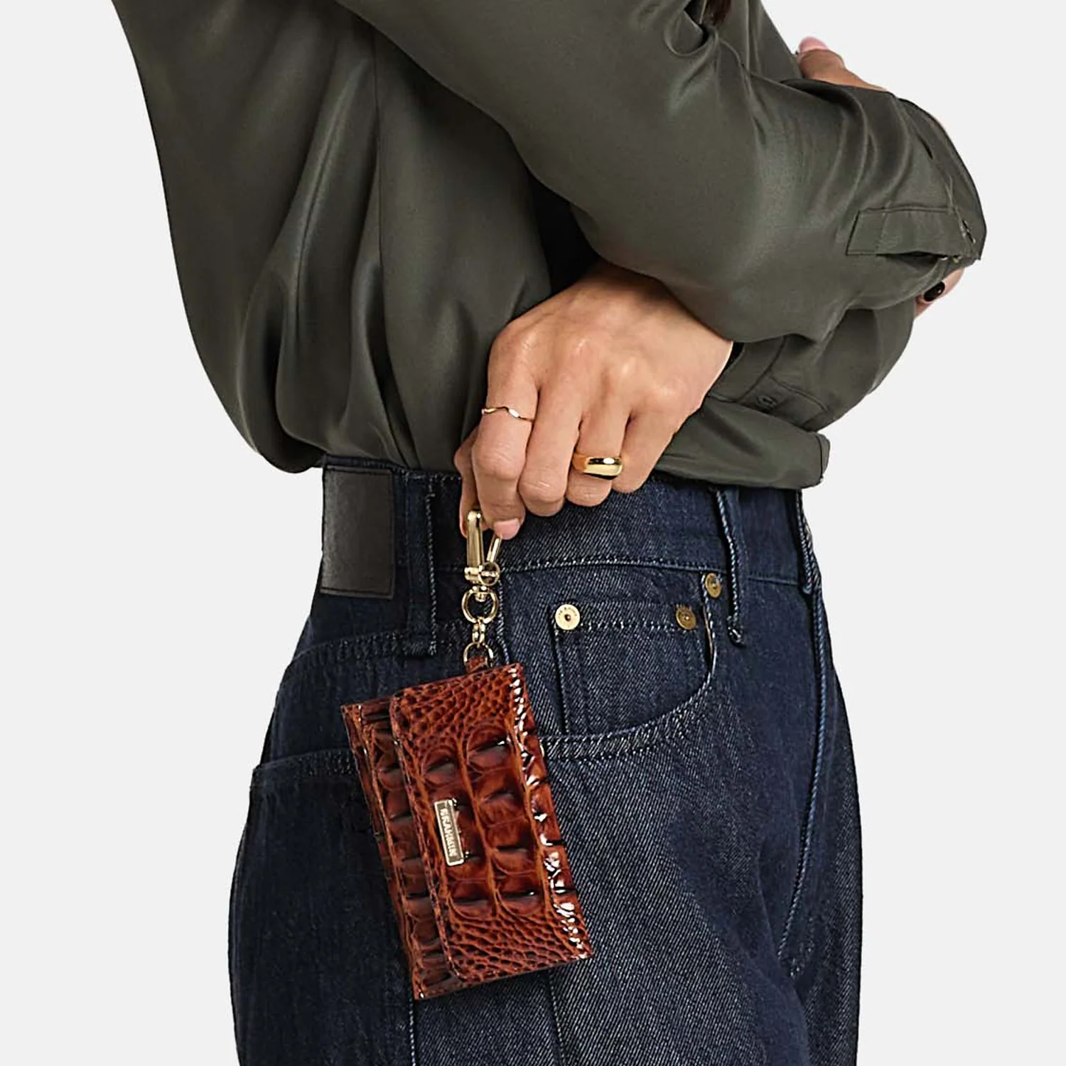 Brahmin Melbourne Collection Ricki Clip on Wallet, Sea Salt