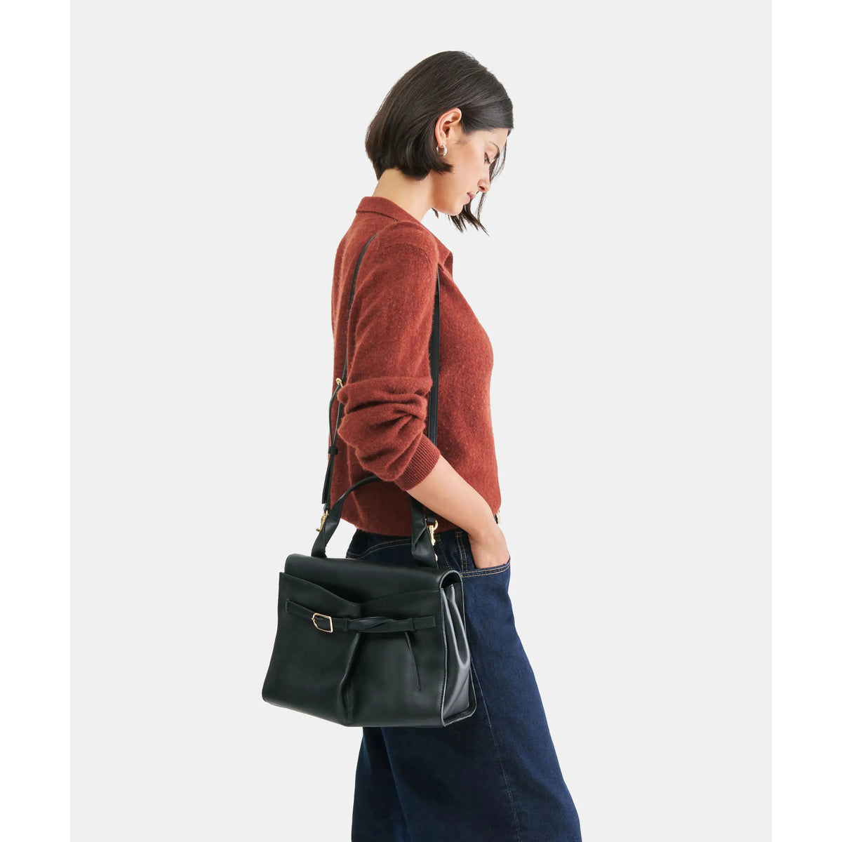 Dolce Vita Borgo Leather Satchel, Black