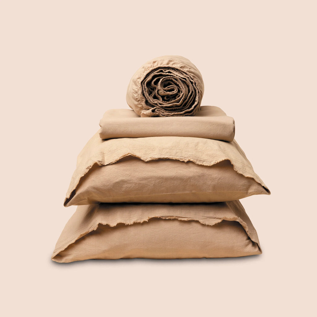 Dr. Weil Garment Washed Percale Sheets, Ochre