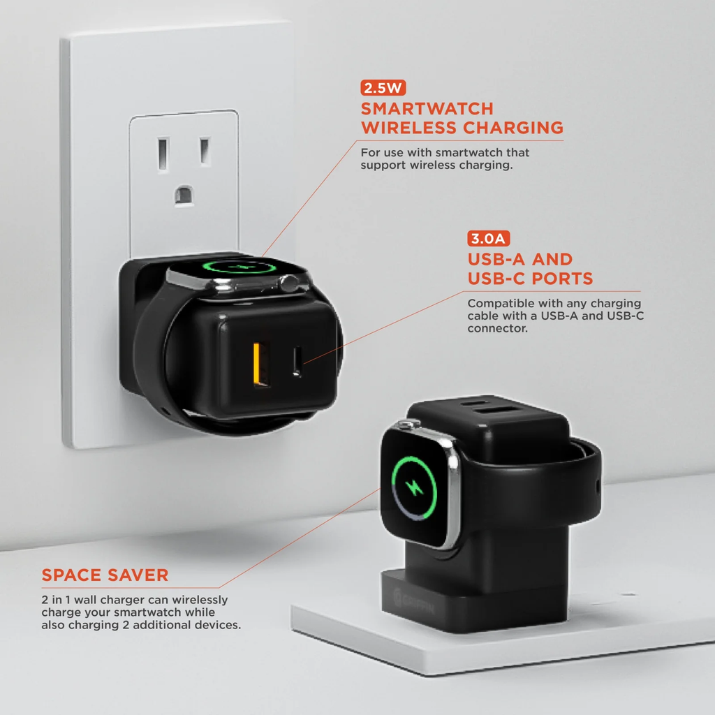 Griffin PowerBlock 20W Wall Charger with SmartWatch Wireless Charging