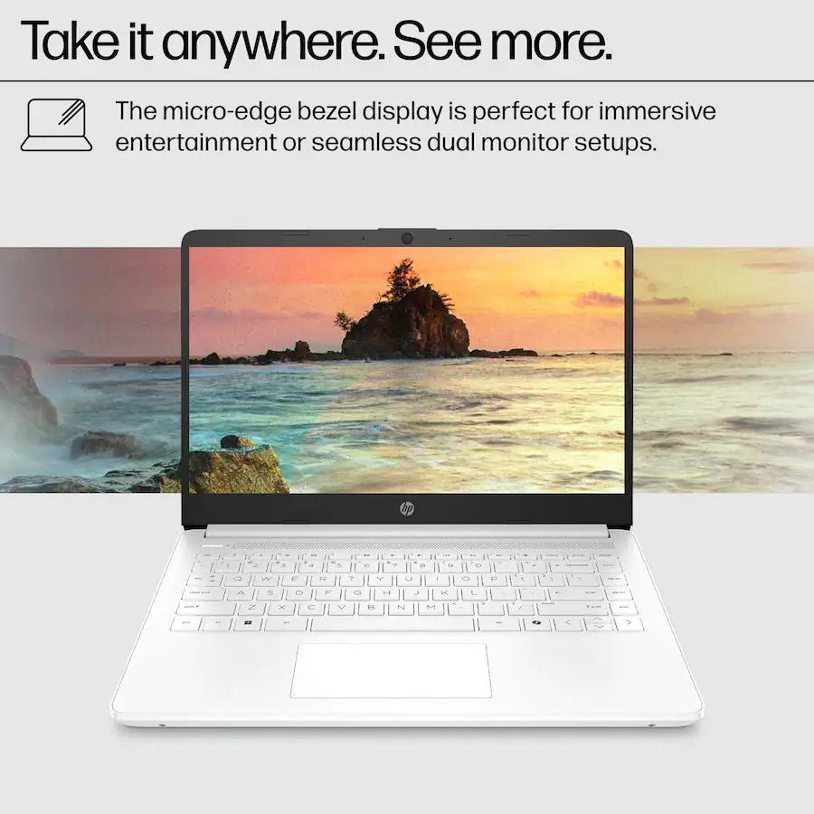 HP 14" HD Laptop Intel Celeron, Snowflake White