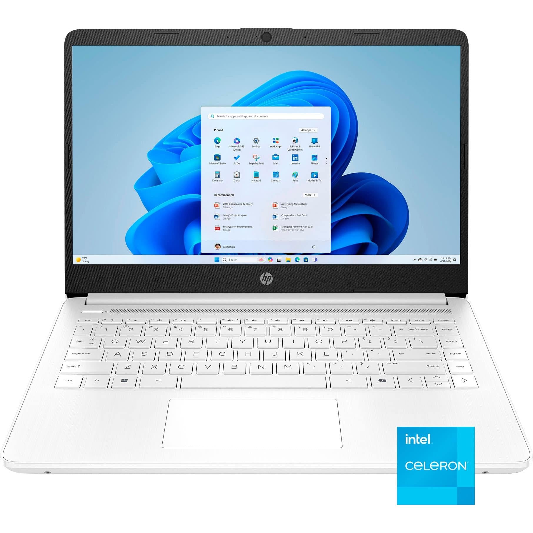 HP 14" HD Laptop Intel Celeron, Snowflake White