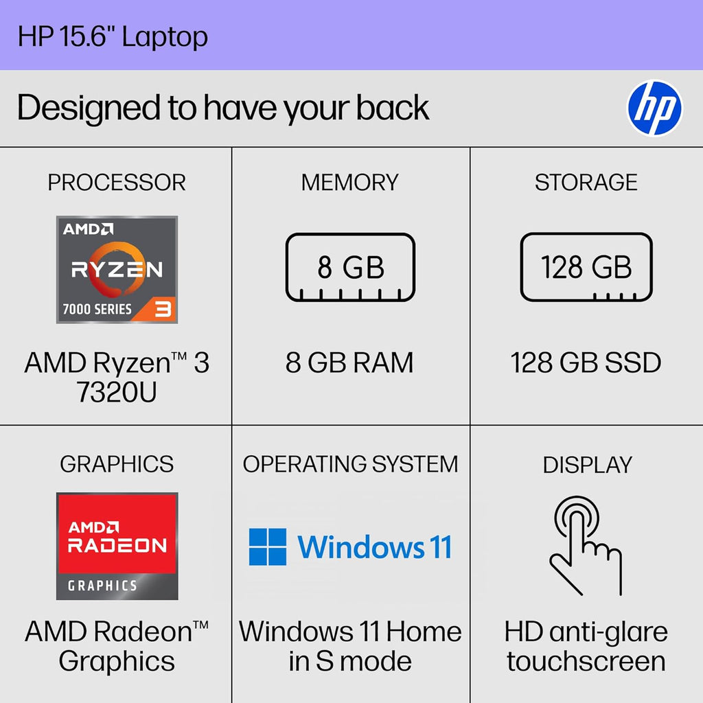 HP 8 GB Ram Laptop with HD Touchscreen, 15.6"