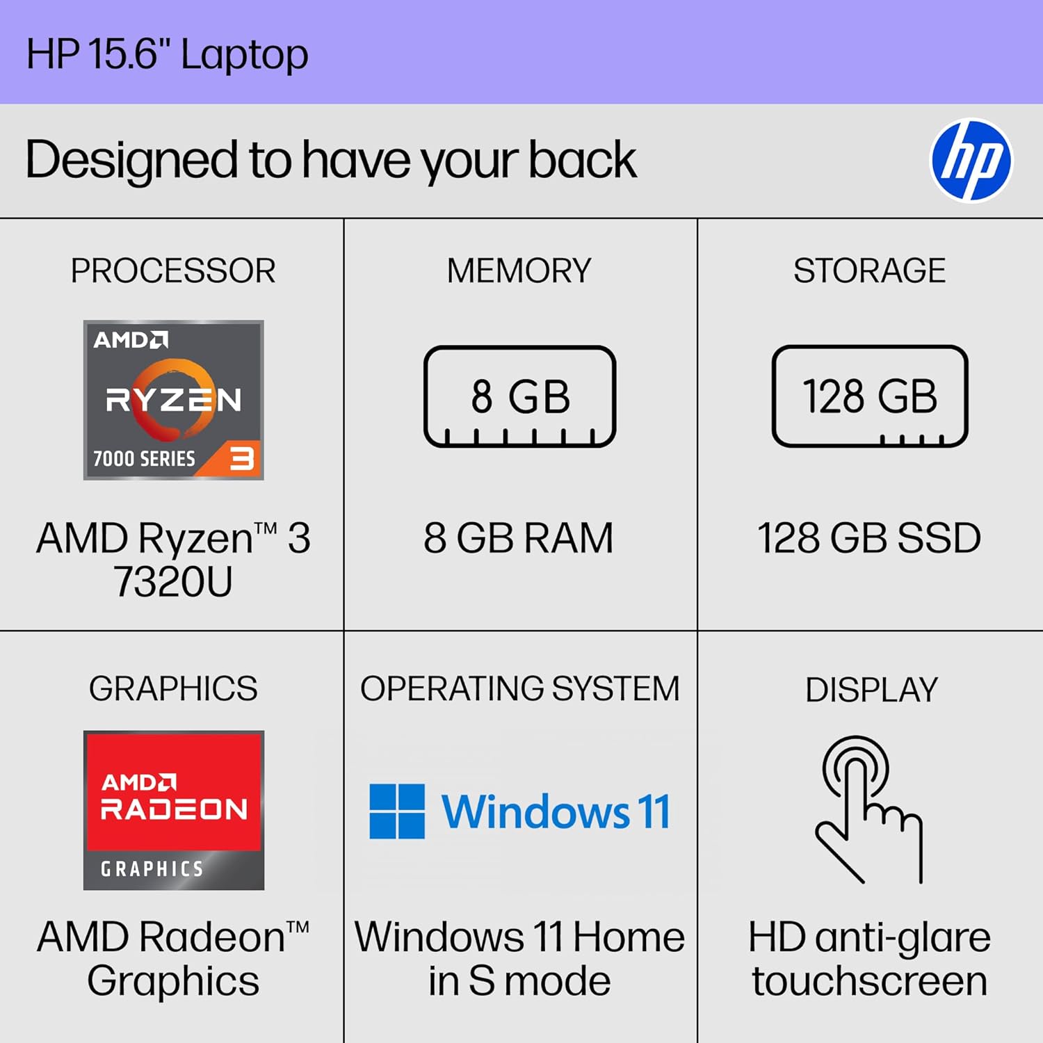 HP 8 GB Ram Laptop with HD Touchscreen, 15.6"
