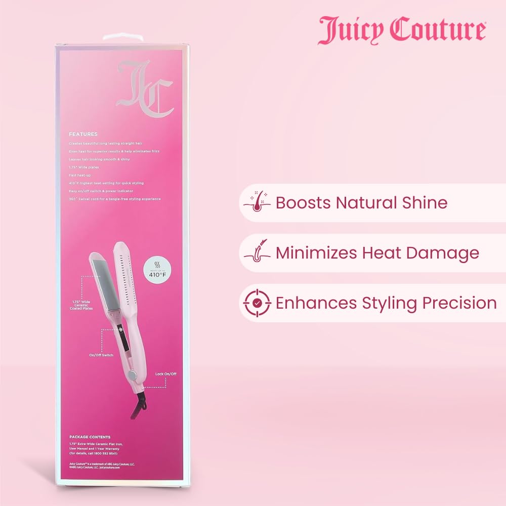 Juicy Couture Extra Wide Ceramic Flat Iron, Pink