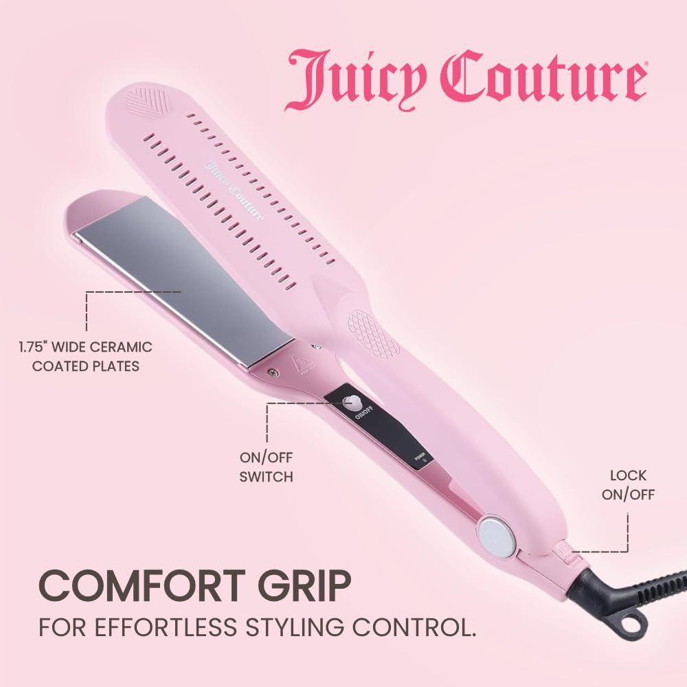Juicy Couture Extra Wide Ceramic Flat Iron, Pink