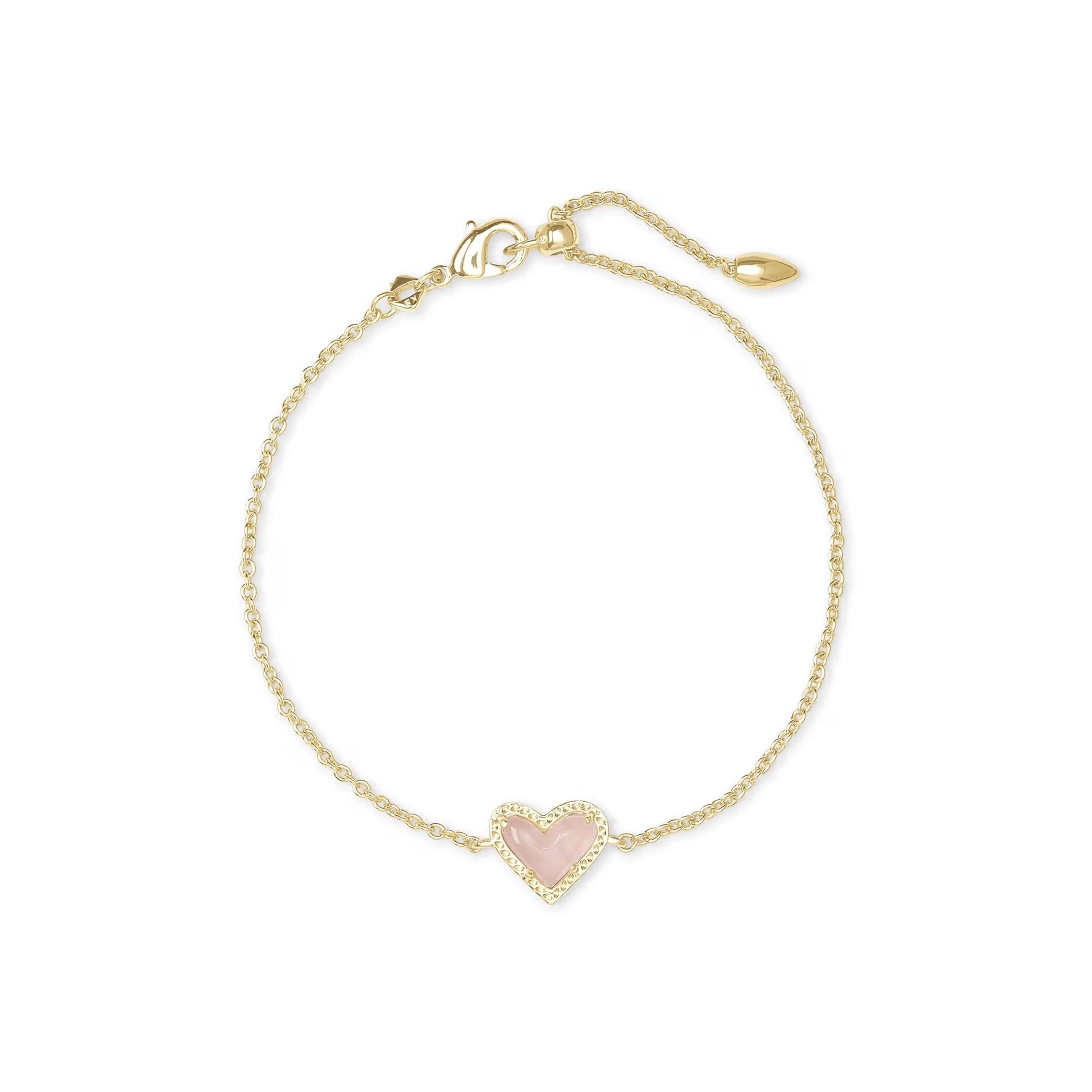 Kendra Scott Ari Heart Chain Bracelet, Rose Quartz