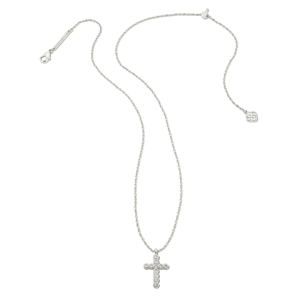 Kendra Scott Crystal Cross Necklace, Silver