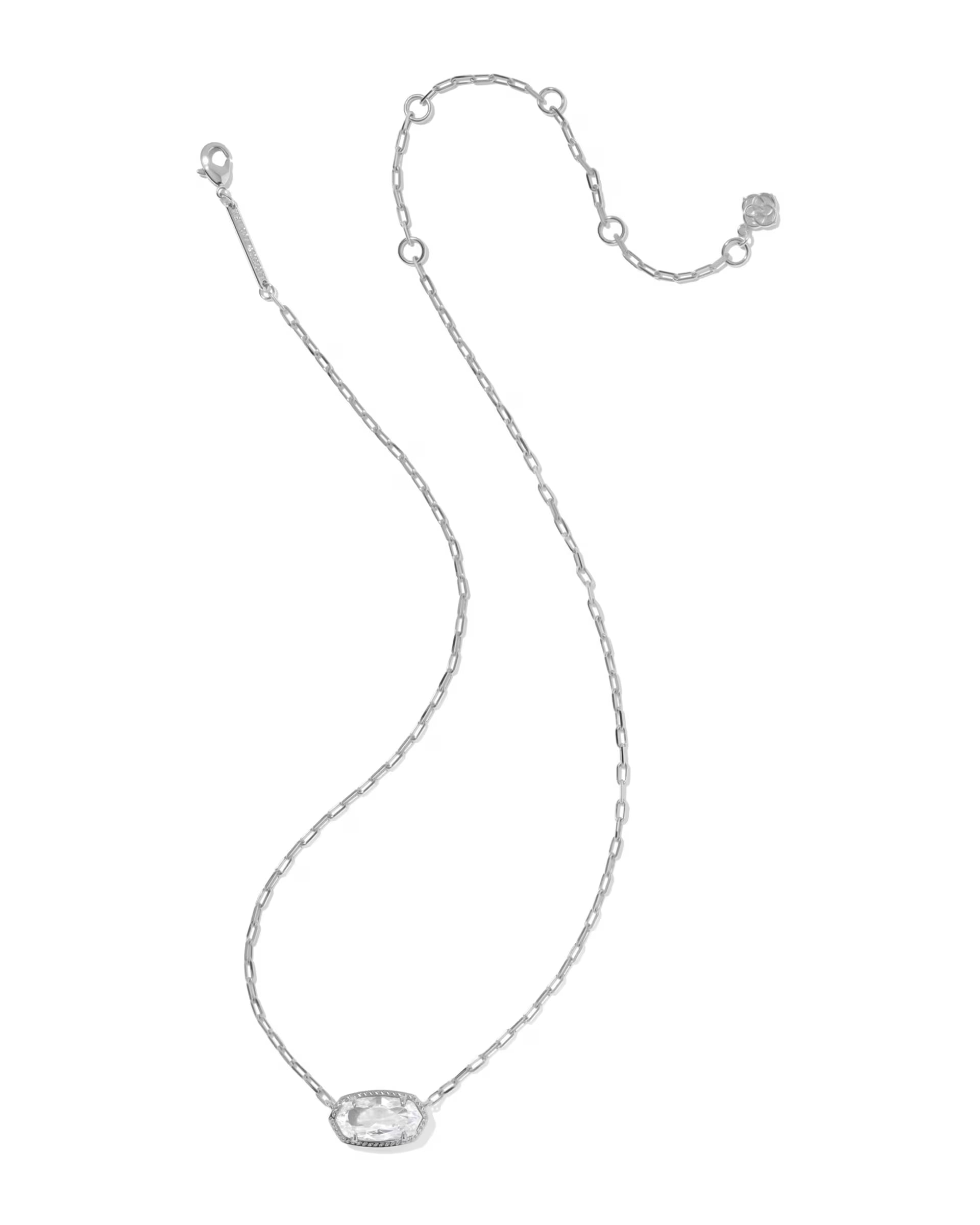 Kendra Scott Elisa Luxe Silver Necklace, White CZ