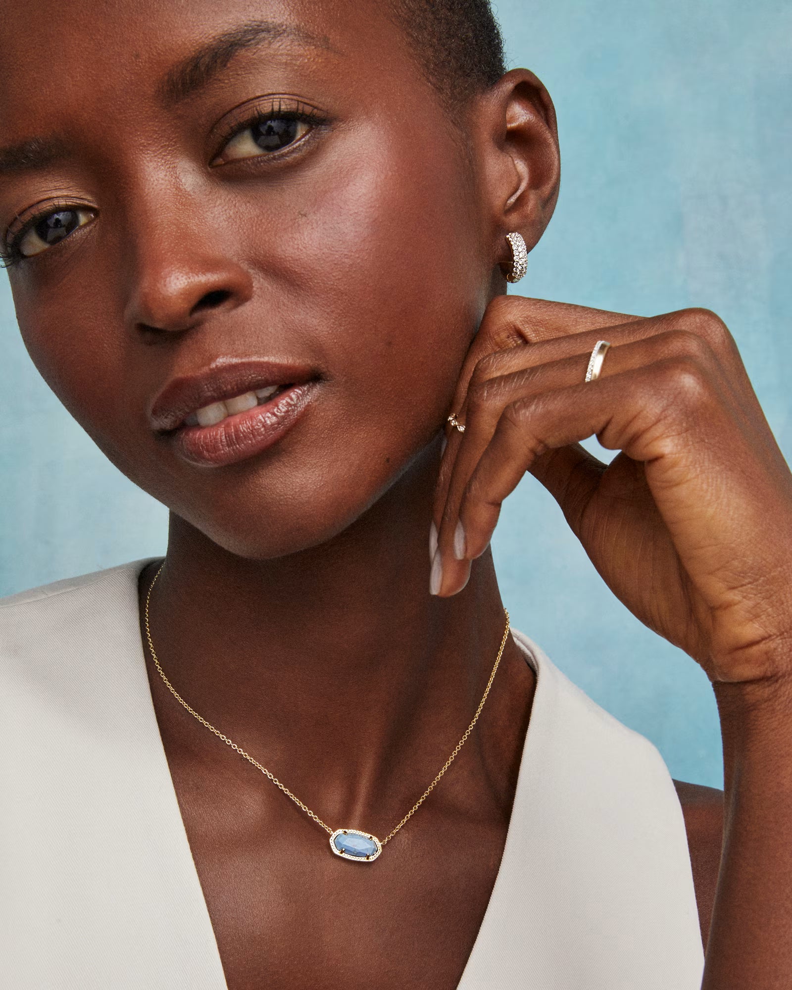 Kendra Scott Elisa Necklace, Variegated Light Blue Magnesite