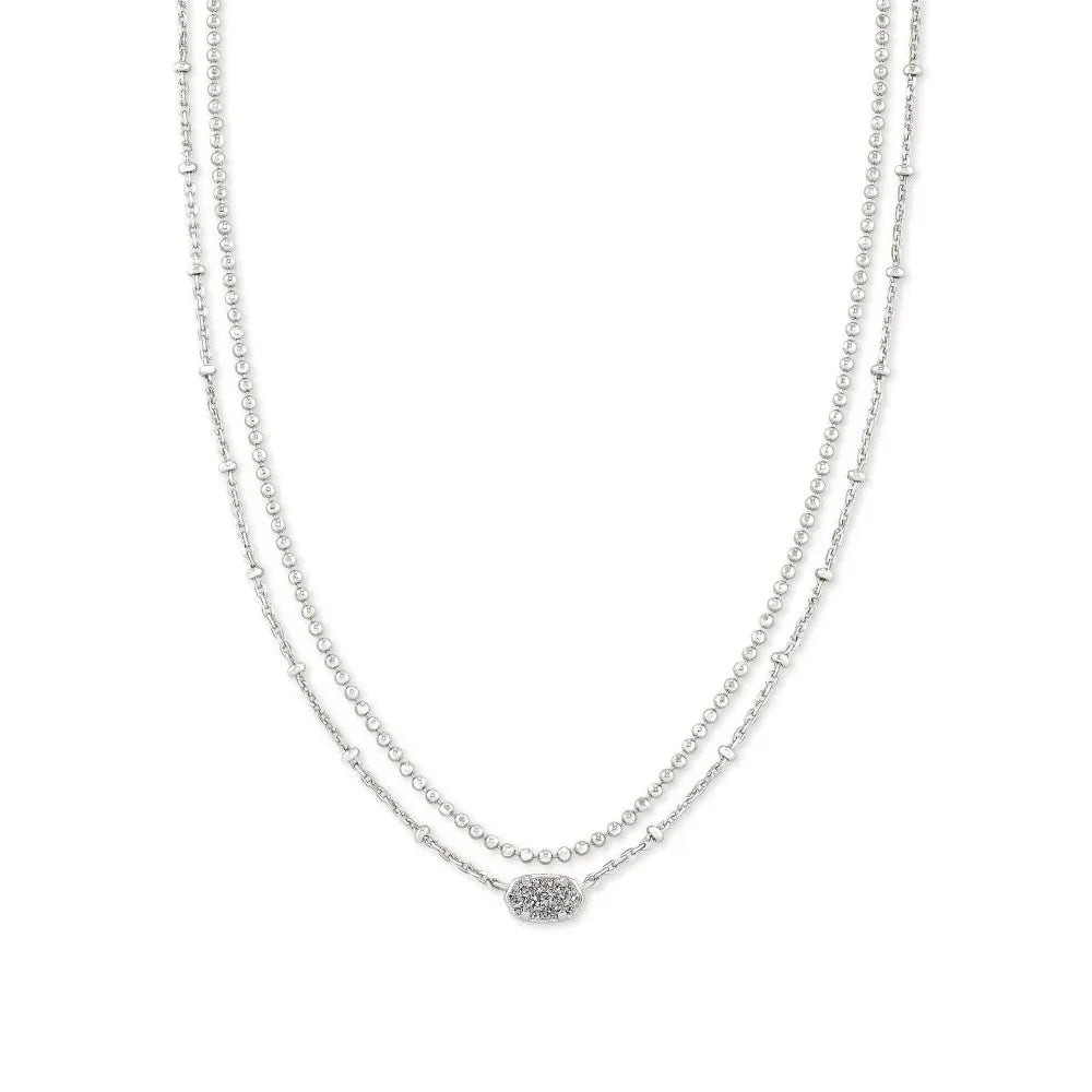 Kendra Scott Emilie Iridescent Drusy Multistrand Necklace, Silver
