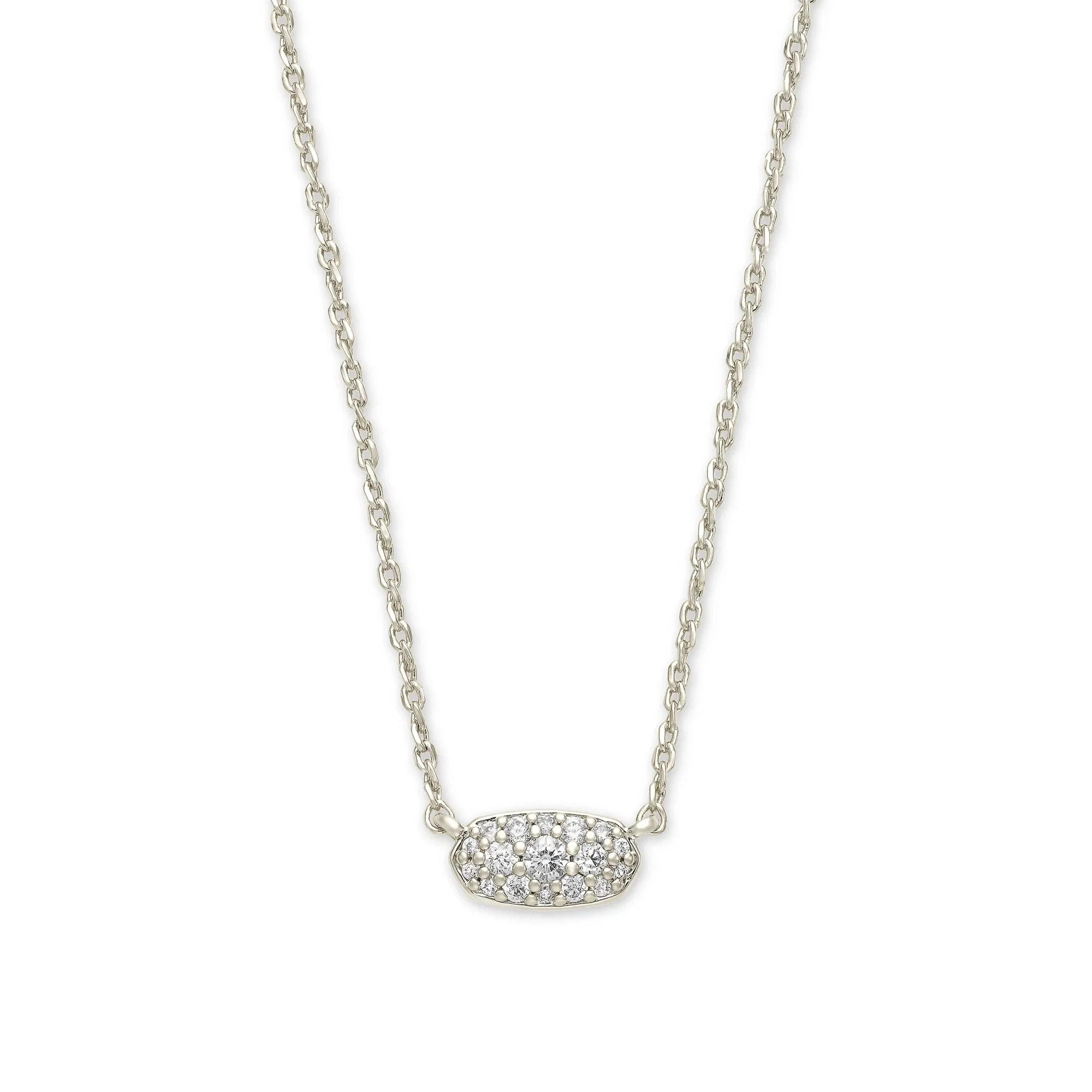 Kendra Scott Grayson White Crystal Pendant Necklace, Silver