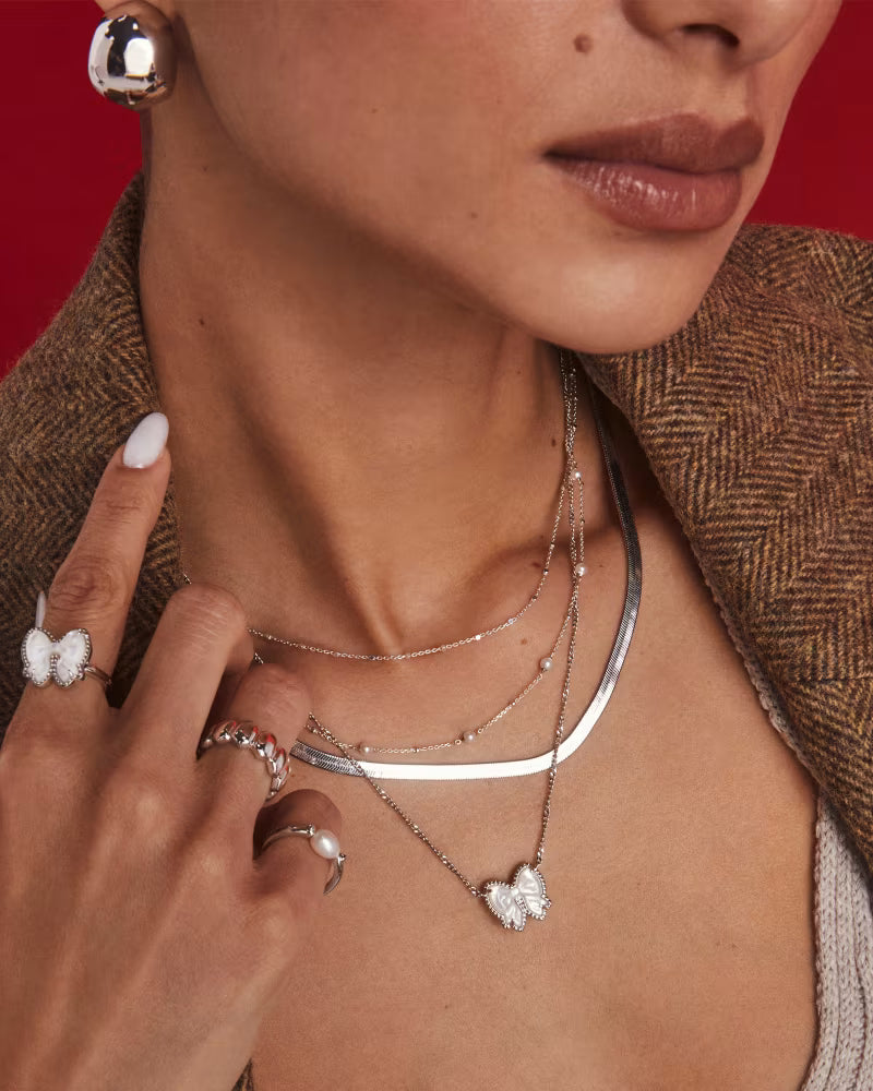 Kendra Scott Haley Bow Reversible Necklace, Ivory Mother of Pearl